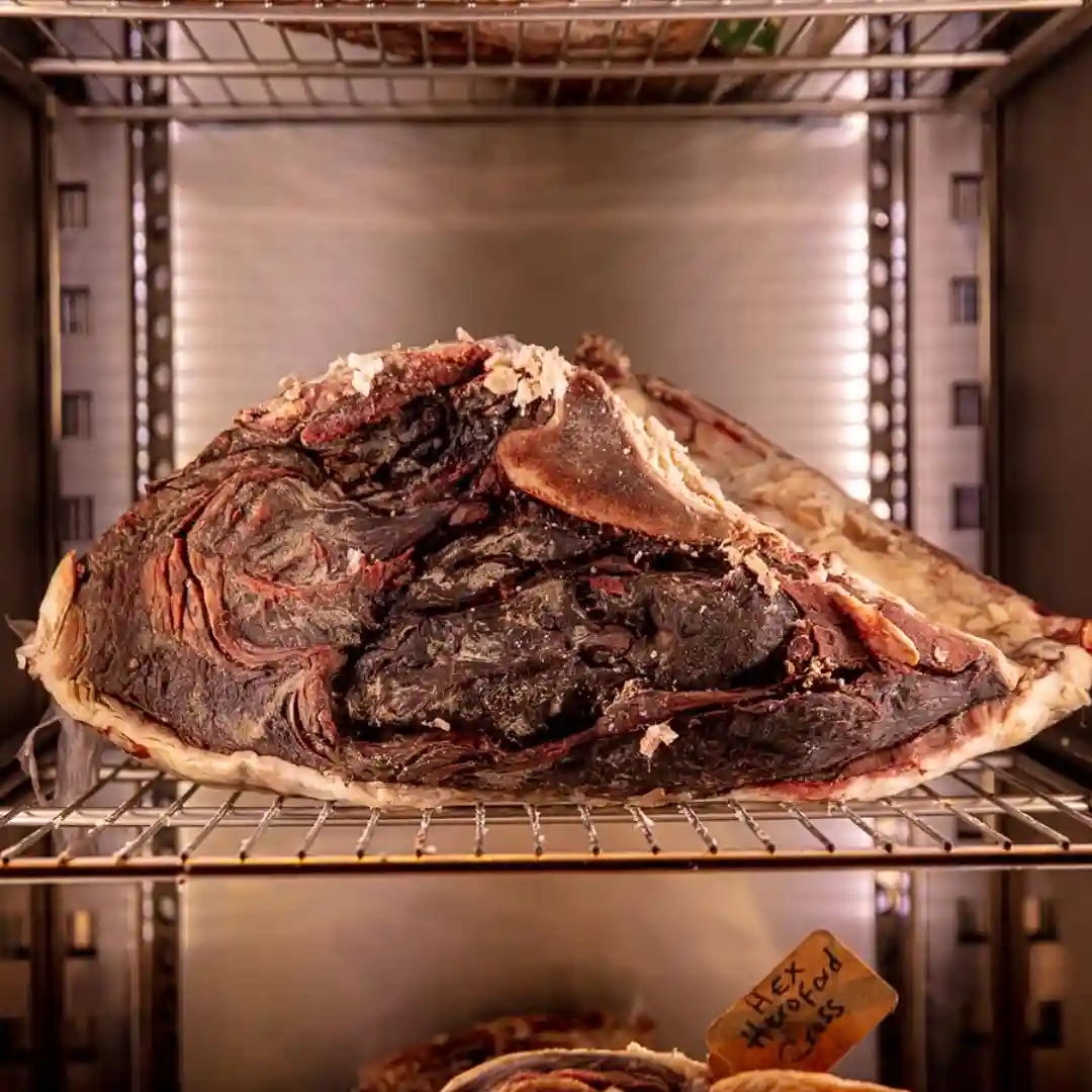 temper dry-aged rare-breed beef